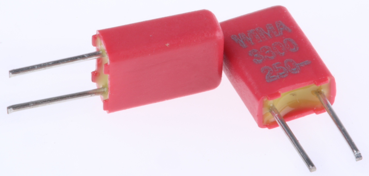 WIMA MKS02 Polyester Film Capacitor, 160 V ac, 250 V dc, ±20%, 3.3nF, Through Hole