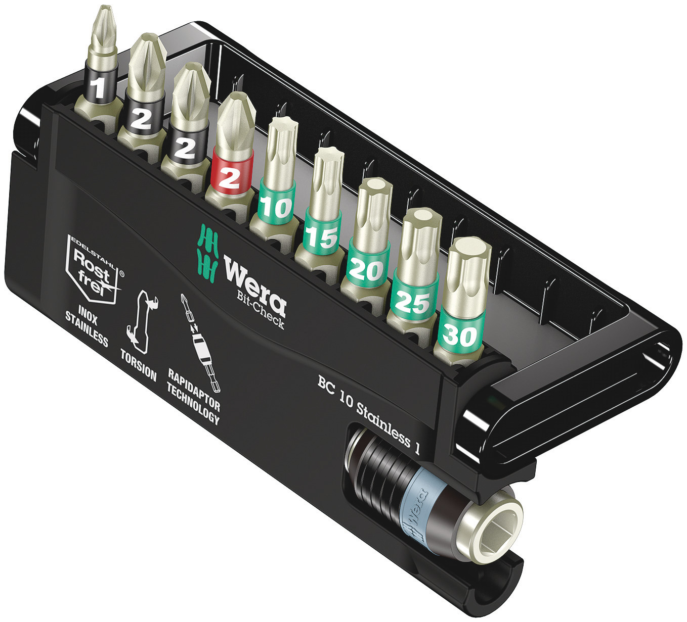 Wera Driver Bit Set 10 Pieces, Hexagon, Phillips, Pozidriv, Torx