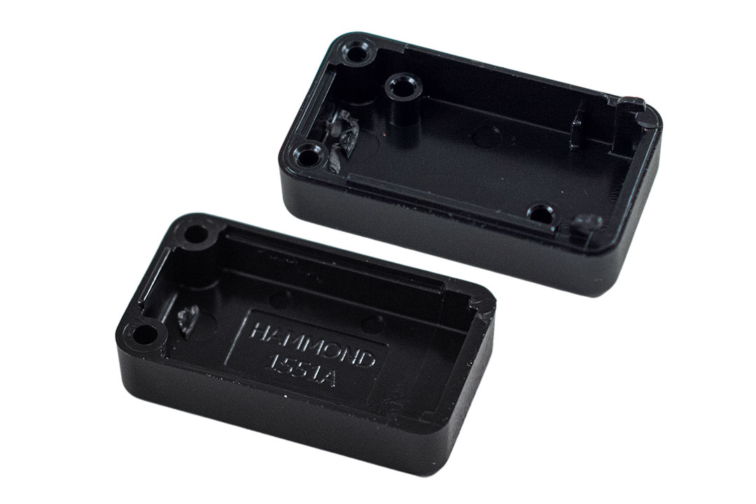 Hammond 1551 Series Black ABS Enclosure, IP54, Flanged, Black Lid, 35 x 20 x 15.5mm