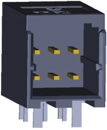 TE Connectivity Dynamic 1000 Series Right Angle Through Hole PCB Header, 6 Contact(s), 2.5 mm Pitch, 2 Row, Shrouded