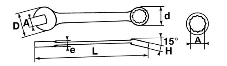 SAM Combination Spanner, 14mm, 35/64in, Metric, Height Safe, Double Ended, 178 mm Overall