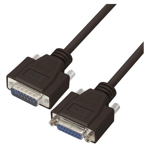 L-Com Male 15 Pin D-sub to Female 15 Pin D-sub Cable assembly, 10ft PVC