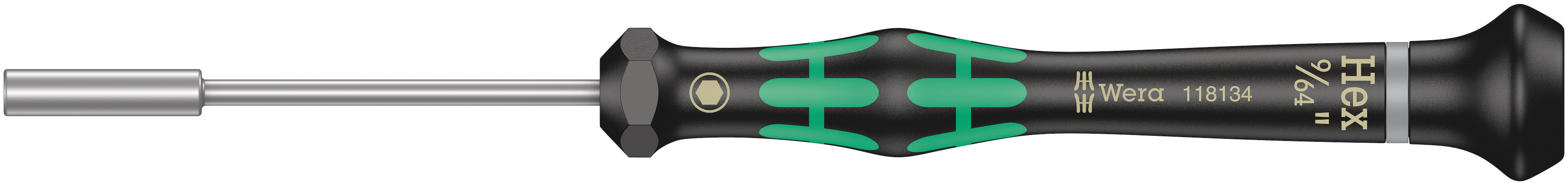 Wera Hexagon Nut Driver, 9/64 in Tip, 60 mm Blade, 157 mm Overall