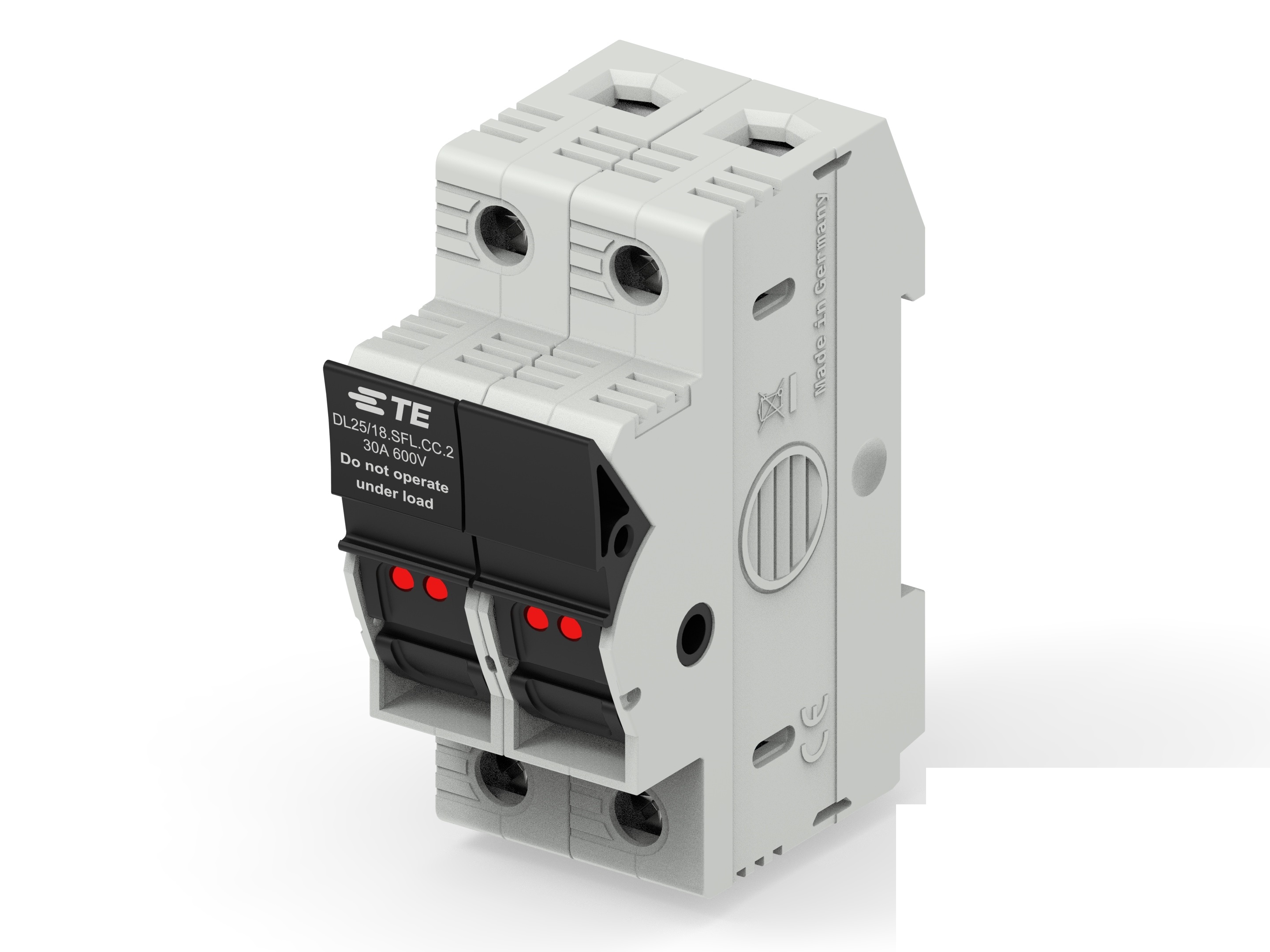 TE Connectivity 30A Fuse Holder for 10 x 38mm Fuse, 2P, 600V