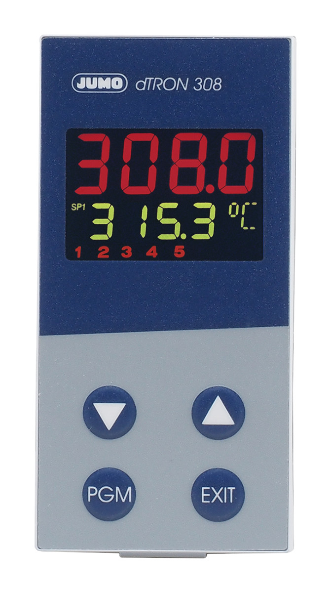 Jumo dTRON PID Temperature Controller, 96 x 48 (1/8 DIN)mm, 4 Output Logic, Relay, 110 → 240 V ac Supply Voltage