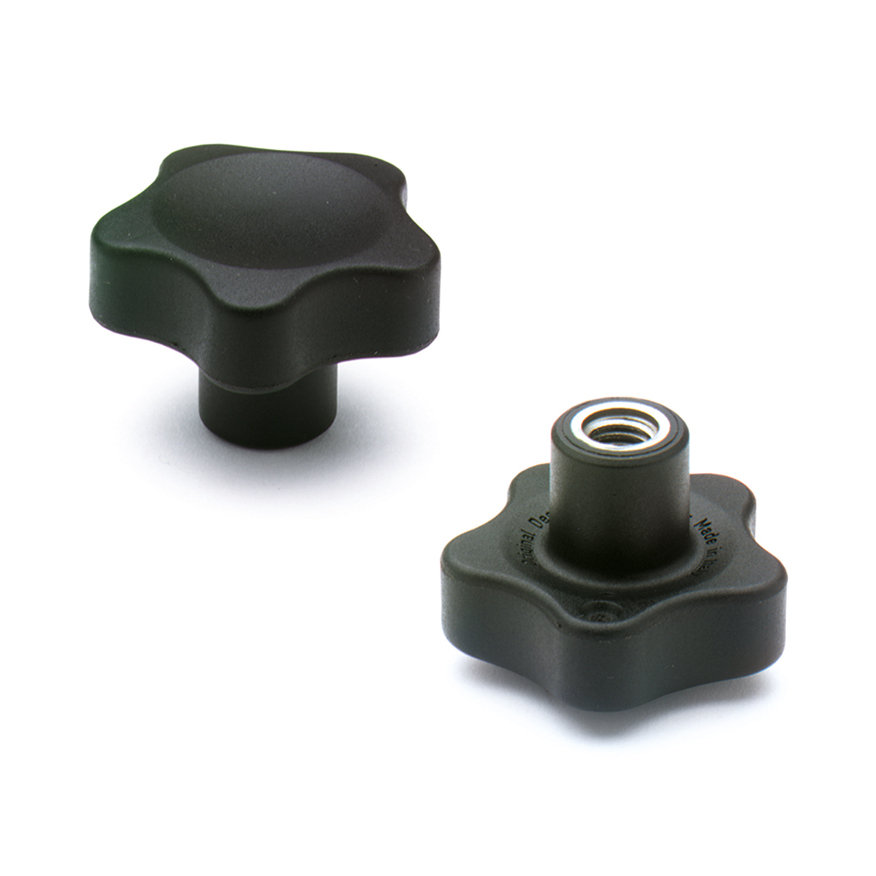 Elesa 166345 Black Glass Fibre Reinforced Polyamide Knob, M6, Threaded Hole