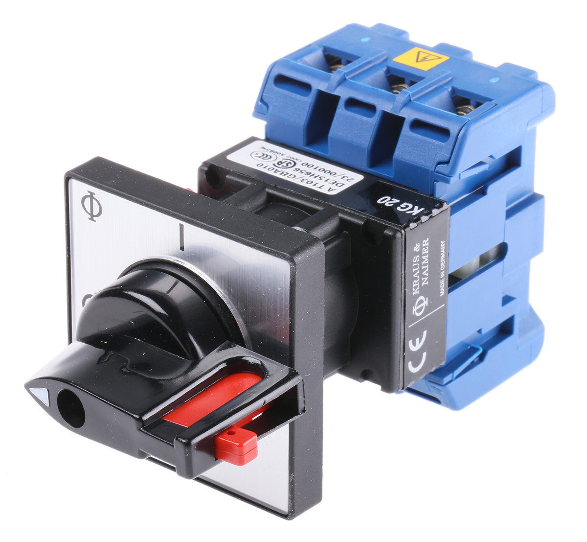 Kraus & Naimer 3P Pole Panel Mount Isolator Switch - 25A Maximum Current, 7.5kW Power Rating, IP65