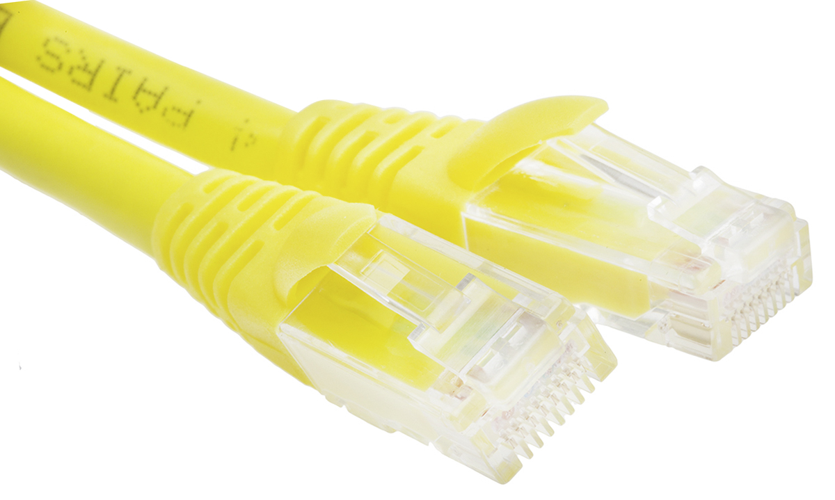 RS PRO, 1m Cat6, Yellow RJ45 to Male RJ45 Male, F/UTP Shielded, Terminated LSZH Sheath