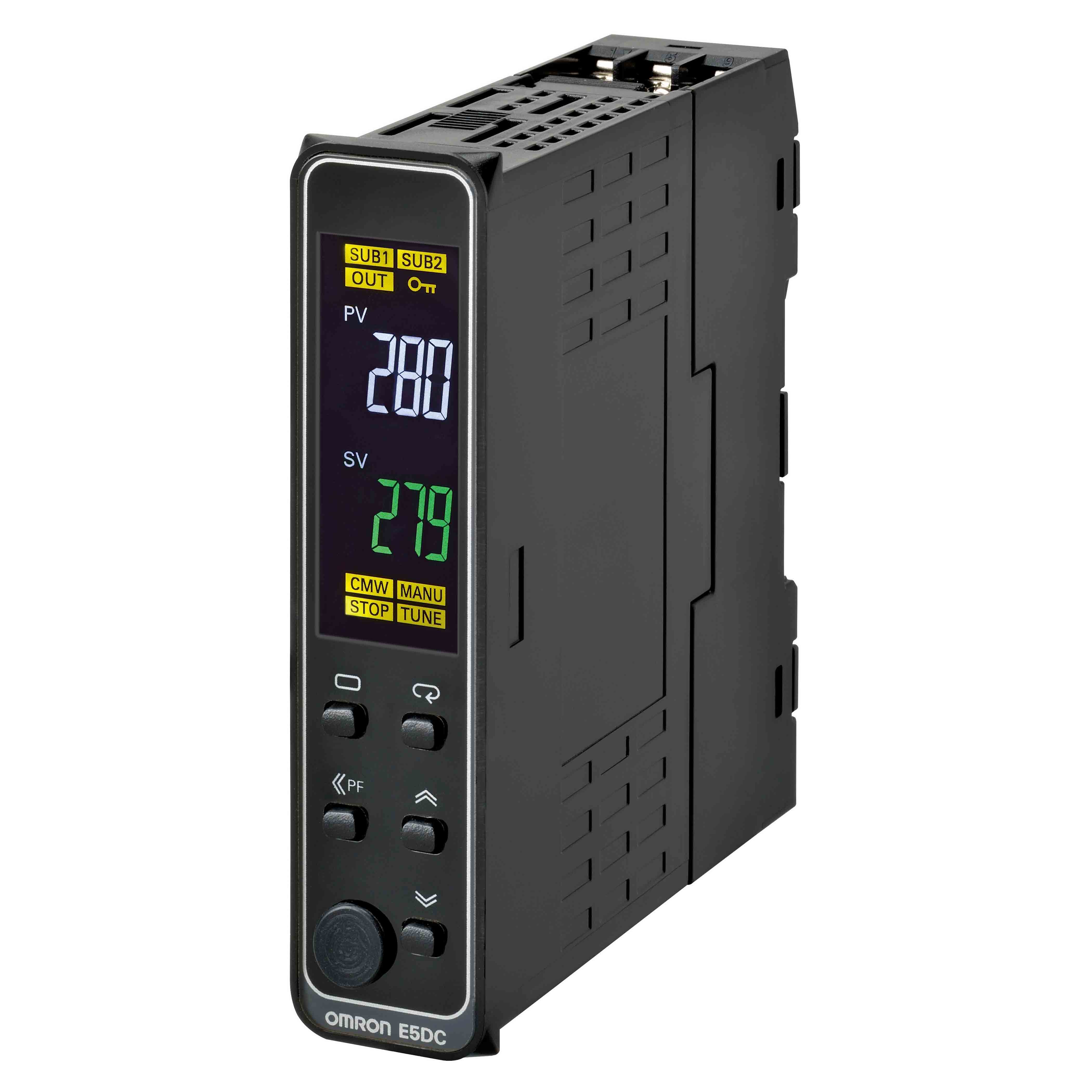 Omron E5DC DIN Rail, Panel Mount PID Temperature Controller, 48 x 48mm 1 Input, 2 Output SSR, Solid State Relay, Logic,