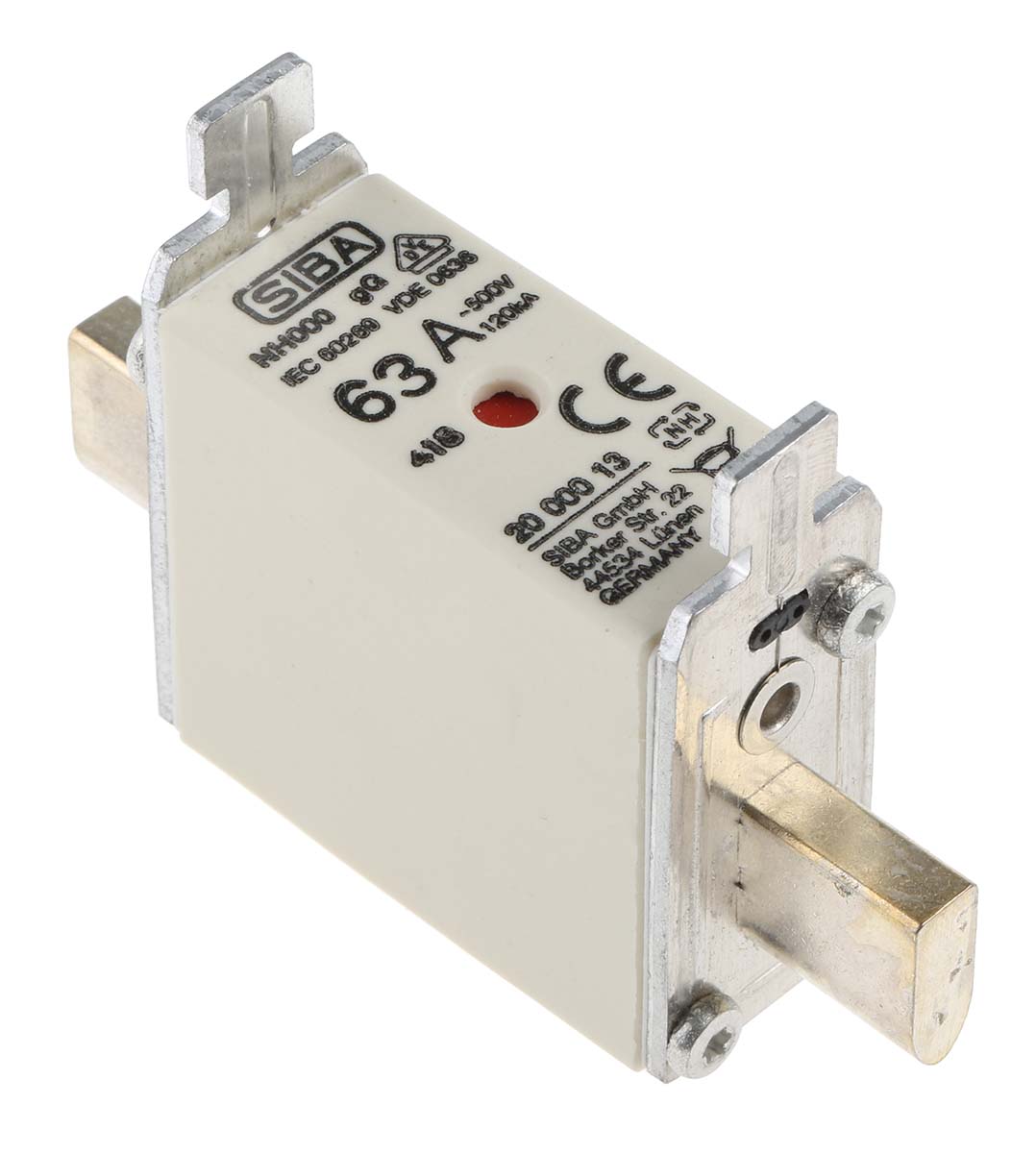 SIBA 63A NH Fuse, NH000, 500V ac
