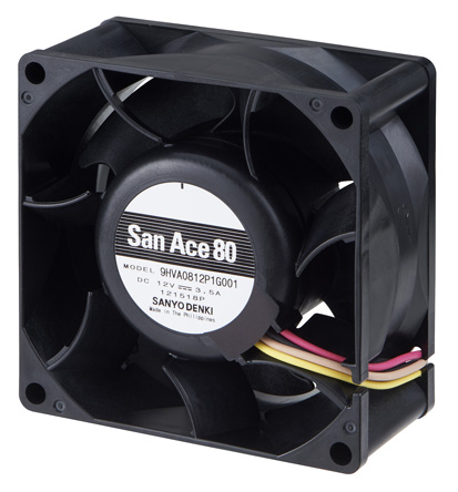 Sanyo Denki San Ace 9HVA Series Axial Fan, 12 V dc, DC Operation, 225m³/h, 42W, 3.5A Max, 80 x 80 x 38mm