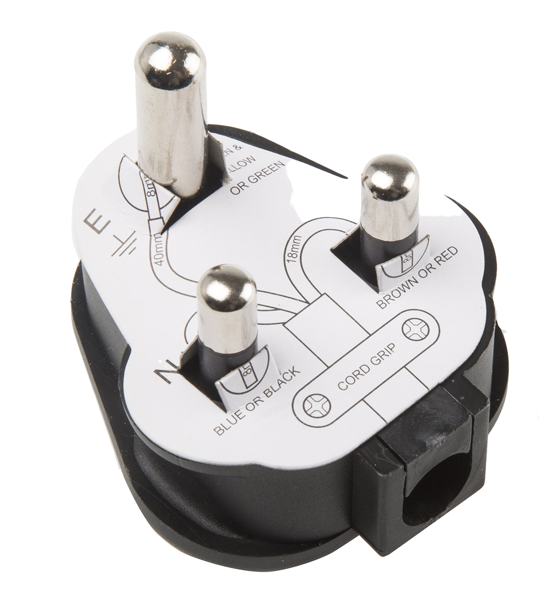 Masterplug UK Mains Plug, 15A Black, Cable Mount Thermoplastic Rubber, 250 V