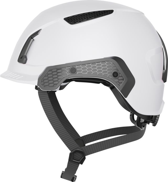 ABUS SPECTOR White Safety Helmet with Chin Strap, AdjustableVentilated