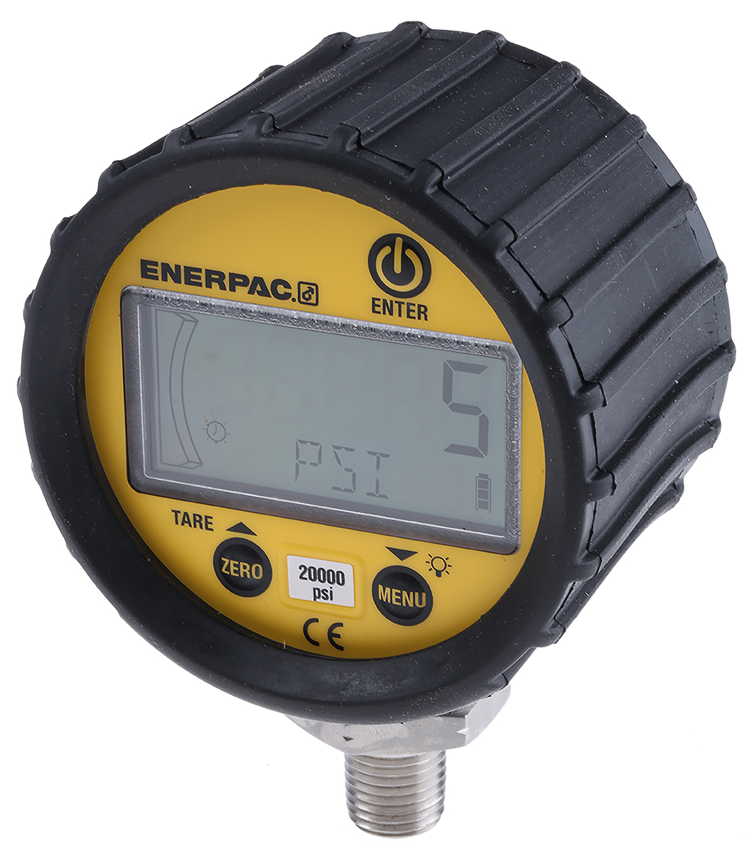 Enerpac G 1/4 Digital Pressure Gauge 1380bar Bottom Entry 70mm Outside Diameter
