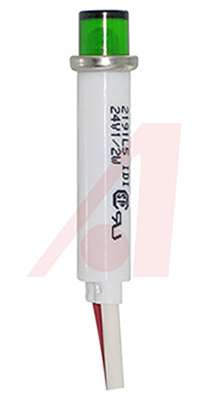 VCC Green LED Indicator Lamp, 12 → 24 V dc, 22 → 32V ac, Wire Terminal Base, 7.87mm Diameter
