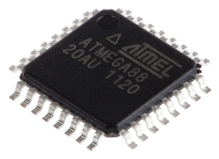 Microchip ATMEGA88-20AU, 8 bit AVR, ATMEGA88 Microcontroller, 20 MHz, 8kB FLASH, 32-Pin TQFP