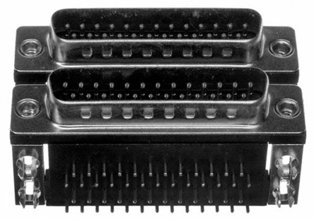 Norcomp 189 25 Way Right Angle Through Hole D-sub Connector Male/Male, 2.769mm Pitch, with 4-40 Hex Standoff, Fork