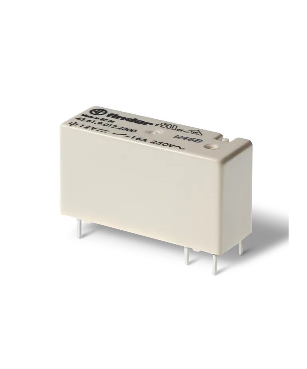 Finder PCB Mount Power Relay, 12V dc Coil, 16A Switching Current, SPST