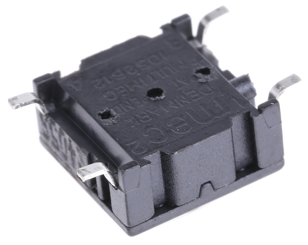 MEC IP67 Black Tact Switch, SPST 50 mA @ 24 V dc