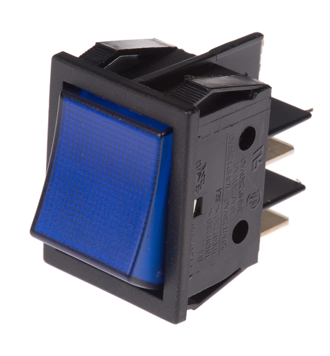 Molveno Illuminated DPST, On-Off Rocker Switch Panel Mount