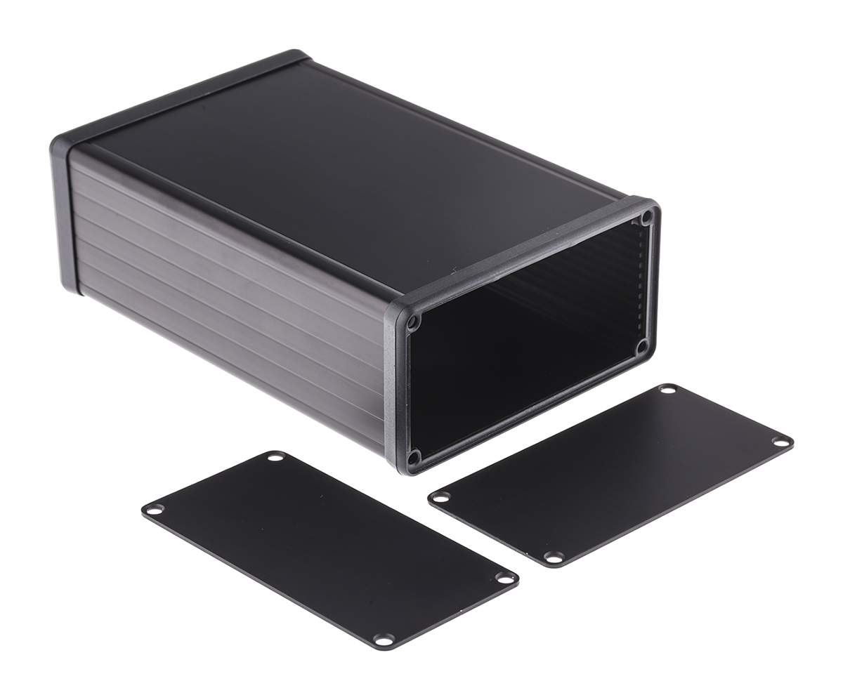Hammond 1455 Series Black Aluminium Enclosure, IP54, Black Lid, 160 x 103 x 53mm