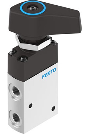 Festo Manual Valve Function Pneumatic Manual Control Valve VHEF Series, G 1/8, 1/8in, VHEF-ET-B32-G18