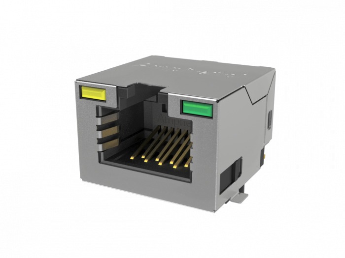 Amphenol Communications Solutions RJE3C18864 Series Female Ethernet Connector, Surface Mount, Cat6a, EMI Shield 1 Port