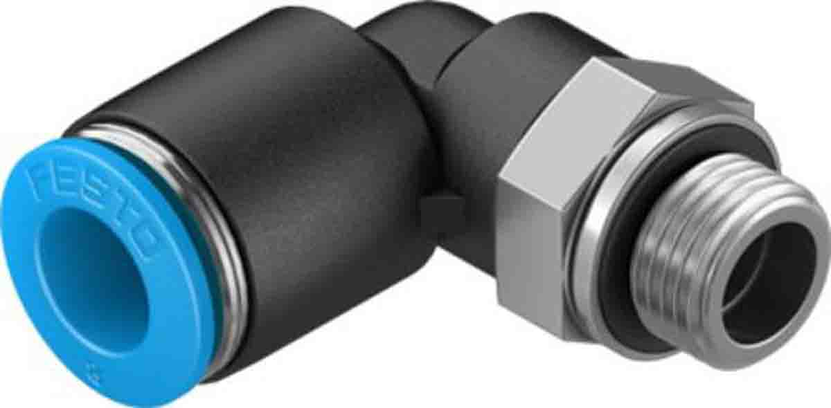 Festo Elbow Threaded Adaptor, G 1/8 Male to Push In 8 mm, Threaded-to-Tube Connection Style, 132050