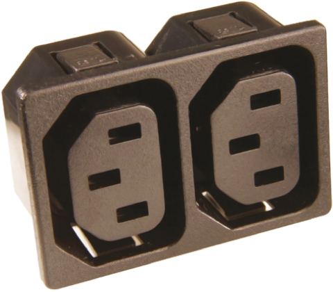 Schurter IEC C13 2 Gang Cable Trunking Power Block, 15A, 250 V ac