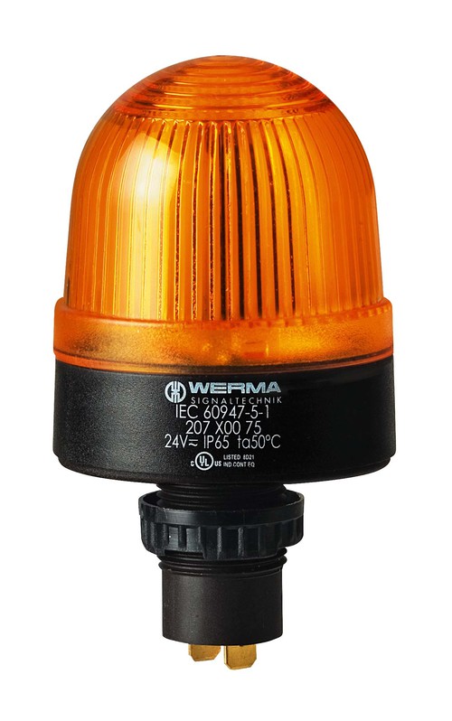 Werma EM 207 Series Yellow Steady Beacon, 24 V ac/dc, Built-in Mounting, LED Bulb, IP65