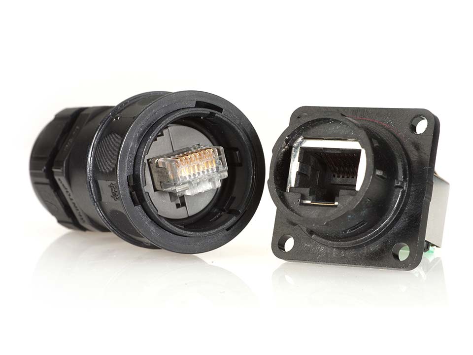 Amphenol Socapex RJF544 Series Female RJ45 Connector, Panel Mount, Cat5e Straight 1 Port 8 -Way