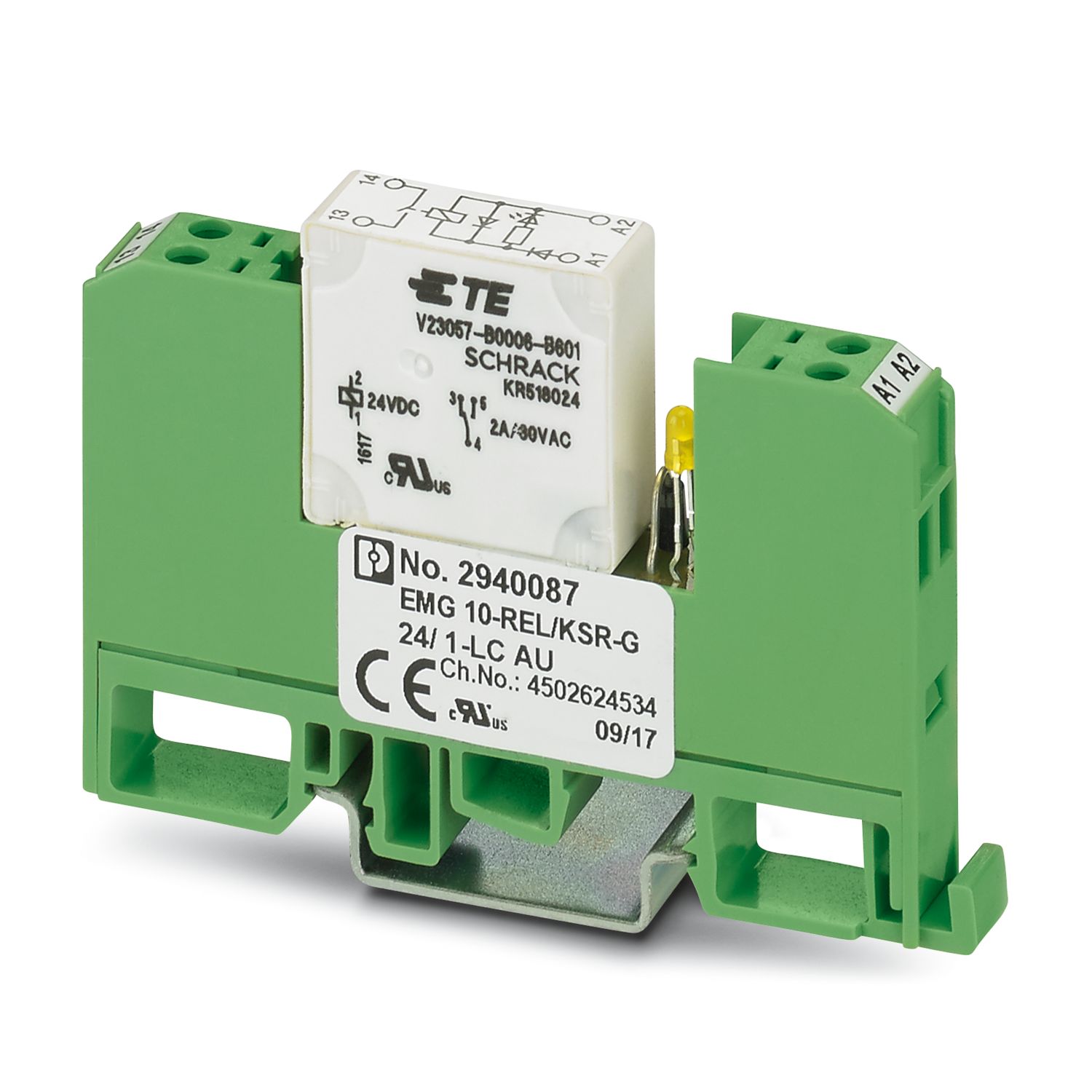 Phoenix Contact EMG Series Relay Module, DIN Rail Mount, 24V dc Coil, SPST, 2A Load