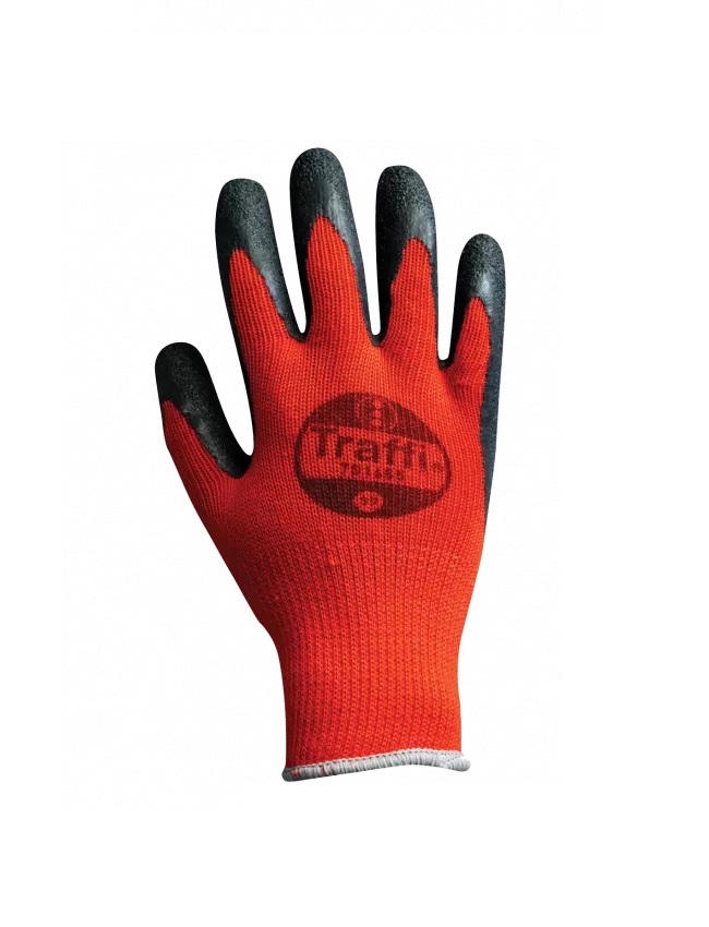 Traffi TG1850 Red Cotton, Polyester Cotton, Polyester Work Gloves, Size 12, Latex Coating