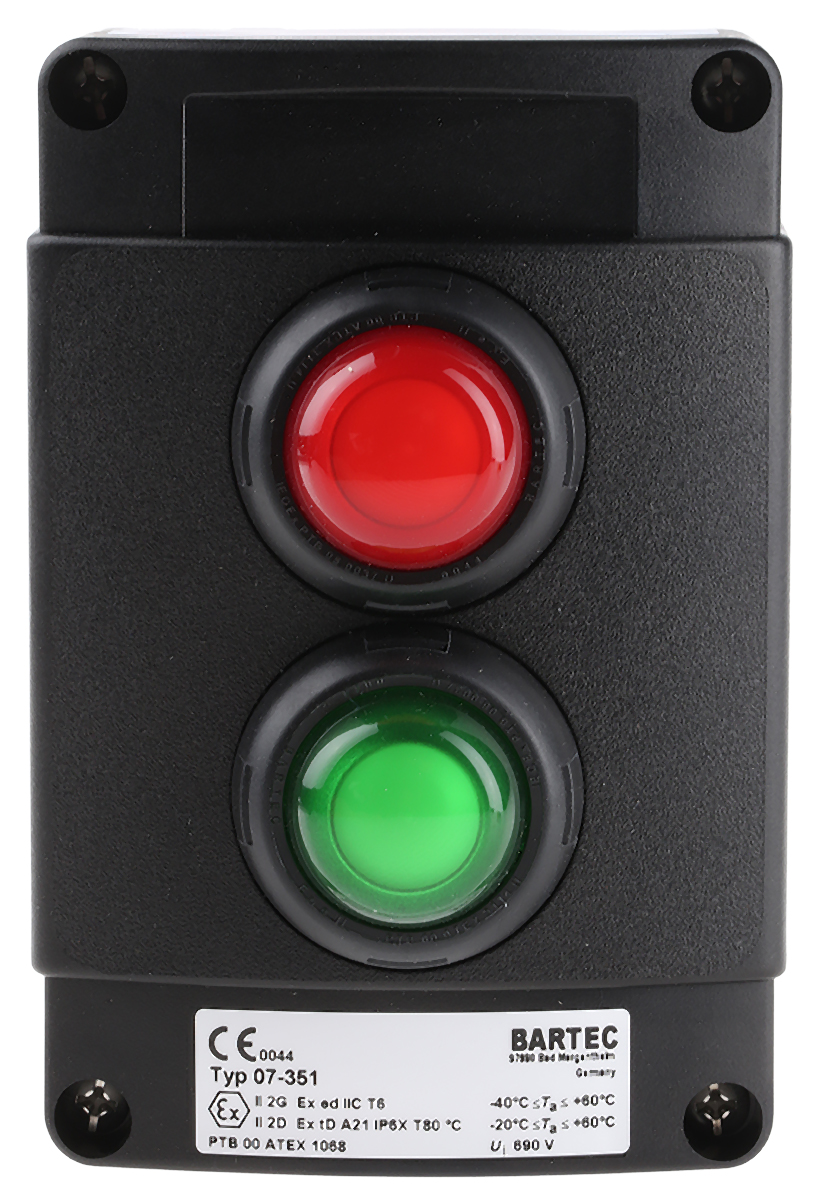 Bartec Push Button Control Station, Thermoplastic, IP66, IP67