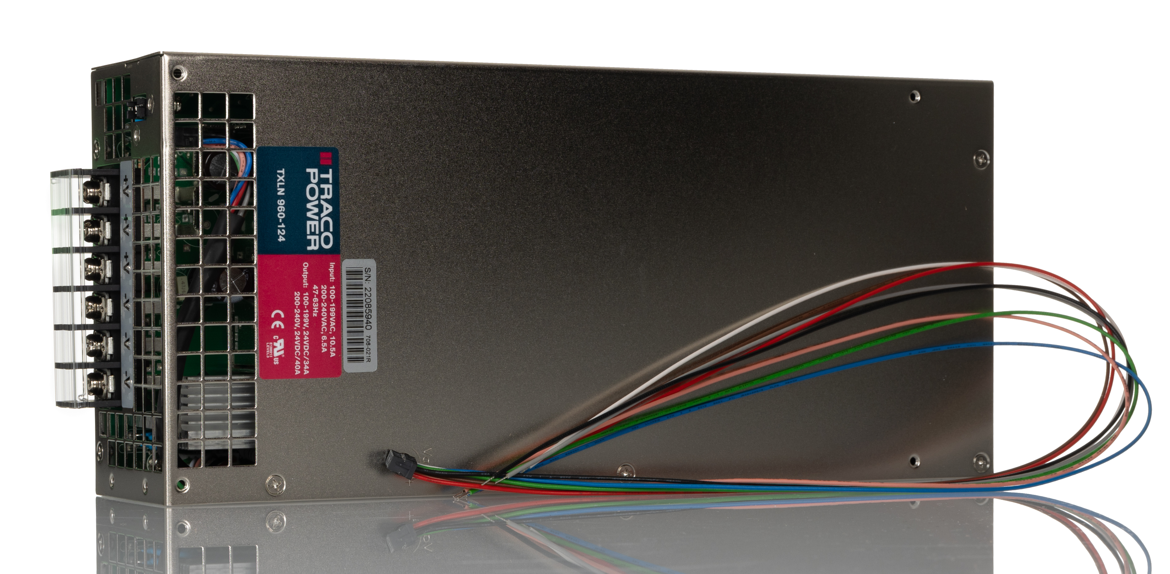 TRACOPOWER Switching Power Supply, TXLN 960-124, 24V dc, 40A, 960W, 1 Output, 90 → 264V ac Input Voltage