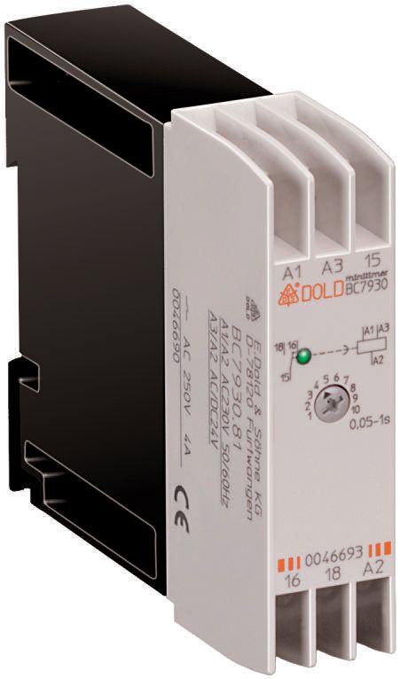 Dold BC7930N Series DIN Rail Mount Timer Relay, 24V ac, 1-Contact, 0.5 → 10s, 1-Function, SPDT