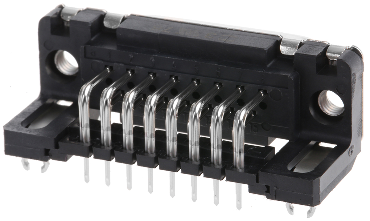 HARTING 15 Way Right Angle Through Hole D-sub Connector Socket, 2.74mm Pitch, with Boardlocks, M3 Threaded Inserts