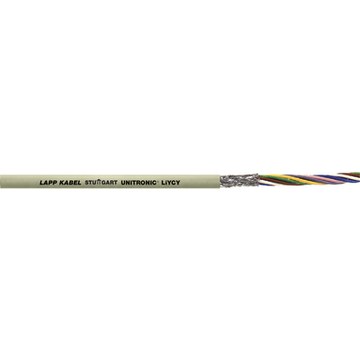 Lapp UNITRONIC LiYCY Control Cable, 2 Cores 0.75 mm² 18 AWG, 100 m, Screened Stranded, Grey Polyvinyl Chloride Sheath