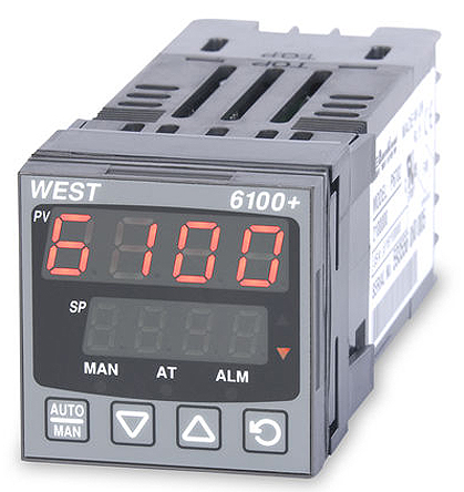 West Instruments P6100+ Panel Mount PID Temperature Controller, 48 x 48mm 1 Input, 2 Output Relay, SSR, 100 →