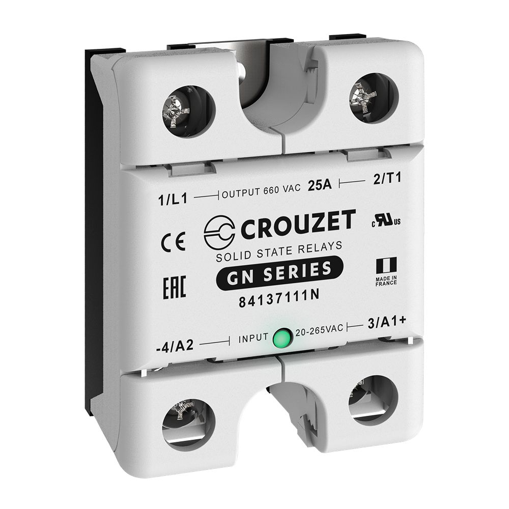 Crouzet GN Series Solid State Relay, 25 A Load, Panel Mount, 660 V ac Load, 265 V ac Control