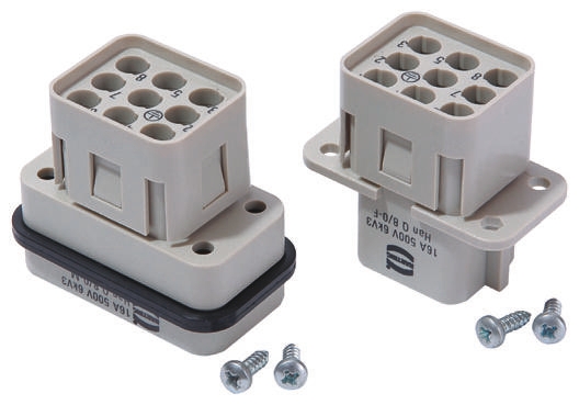 HARTING Heavy Duty Power Connector Insert, 16A, Female, Han Q Series, 9 Contacts