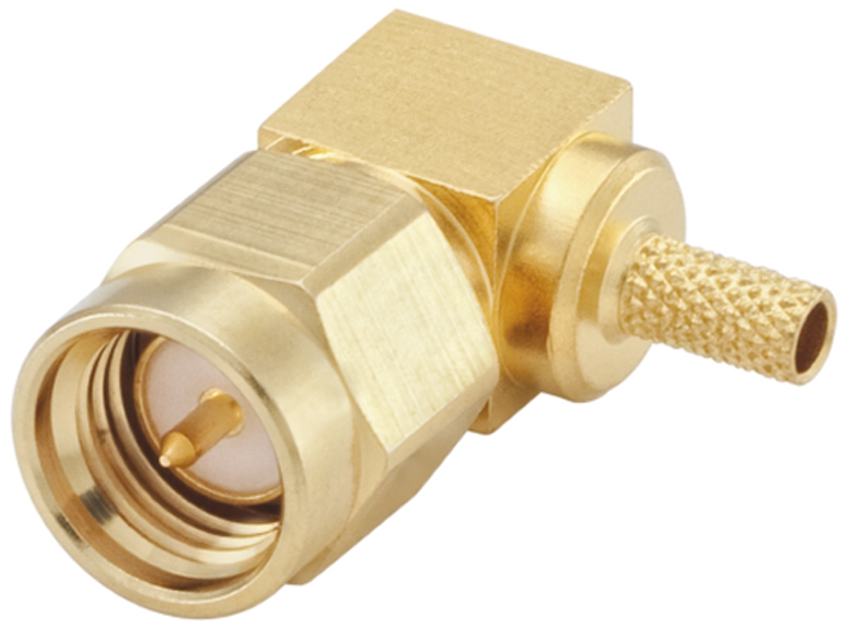 Rosenberger SMA Series, Plug Cable Mount SMA Connector, 50Ω, Crimp Termination, Right Angle Body