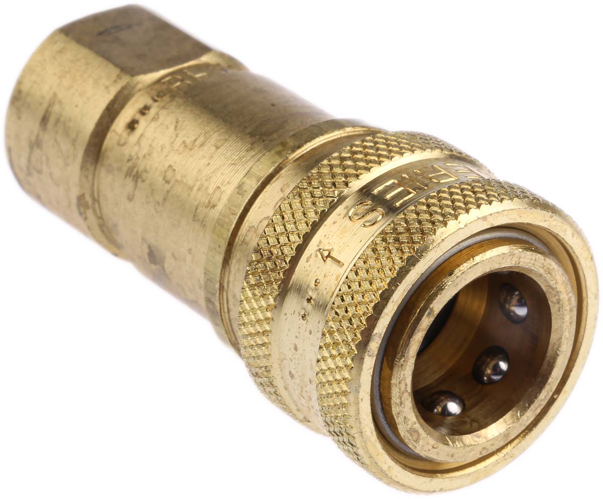 Parker Brass Female Hydraulic Quick Connect Coupling, G 1/4 Female