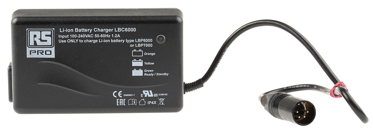 RS PRO LBC6000 Battery Pack Charger For Lithium-Ion LBP6000, LBP7000 16.8V 3.5A with IEC plug