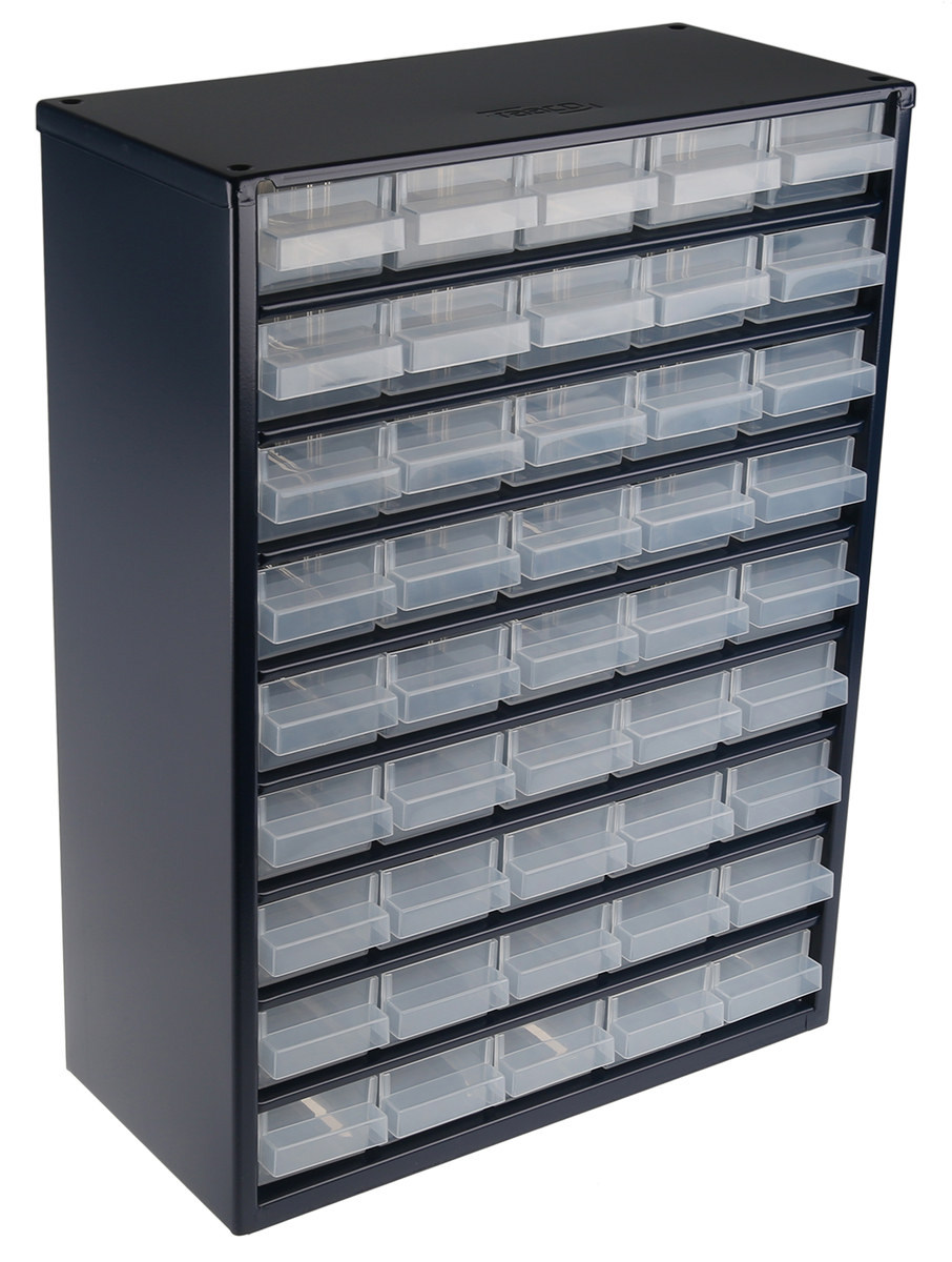 Raaco 45 Drawer Storage Unit, Steel, 417mm x 306mm x 150mm, Blue