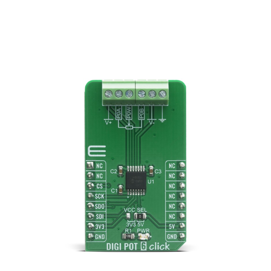 MikroElektronika MIKROE-4110, DIGI POT 6 CLICK Adapter Board for MCP41HV51 for MCP41HV51