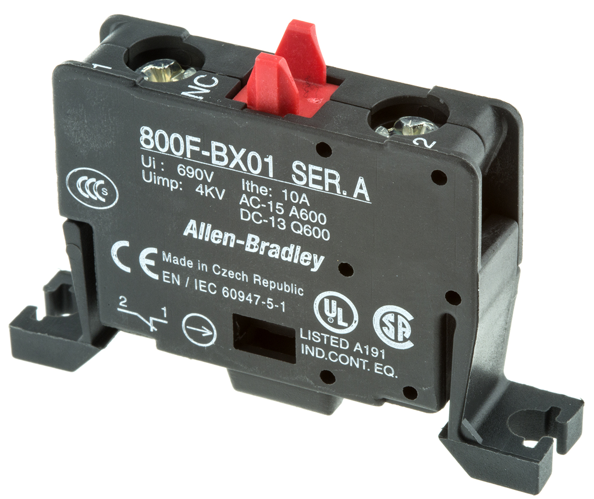 Allen Bradley 800F Series Contact Block, 600V, 1NC