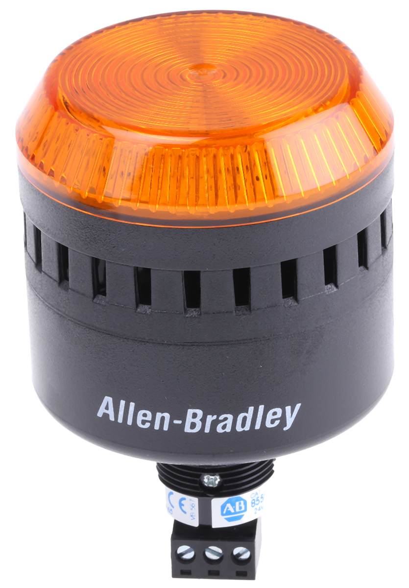 Allen Bradley 855PC Series Amber Sounder Beacon, 24 V ac/dc, Panel Mount, 103dB at 1 Metre