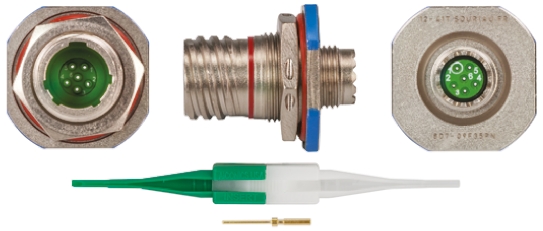 Souriau Sunbank by Eaton, 8D, Copper Alloy 6 Way Panel Mount MIL Spec Circular Connector Receptacle, Pin Contacts,Shell
