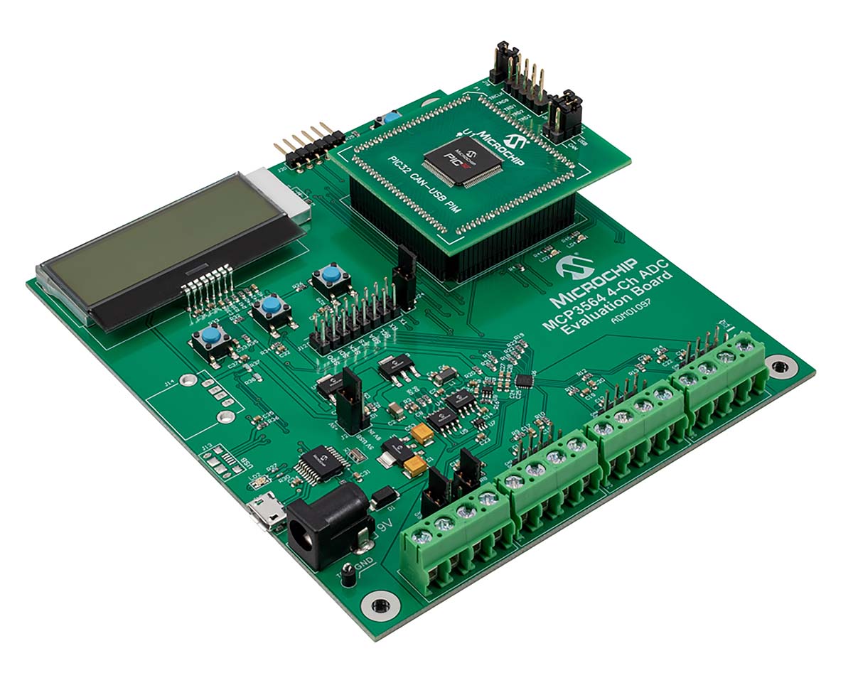 Microchip ADM01097, MCP3564 ADC Evaluation Board V2 for PIC32 MCUs Evaluation Board for PIC32 MCUs for MCP3564